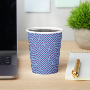 Vasos De Papel Patrón Sayagata, japonés, púrpura y azul