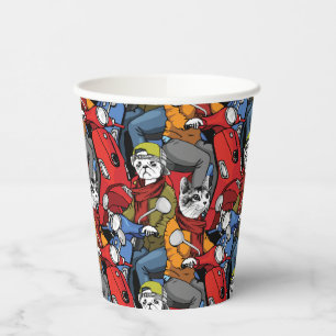 Vasos De Papel Patrón Scooter de gatos y perros