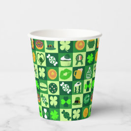 Vasos De Papel Patrón sin problemas de iconos del Día de San Patr