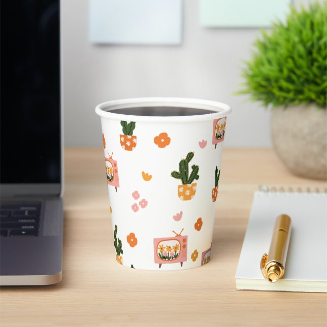 Vasos De Papel Patrón sin problemas de la televisión de la casa e (in situ)