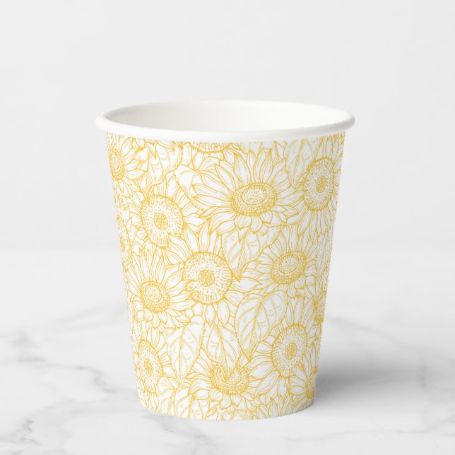 Vasos De Papel Patrón Sunflower (Anverso)