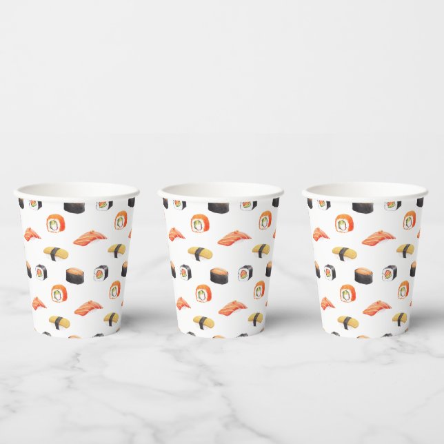 Vasos De Papel Patrón sushi japonés de comida (Multi)
