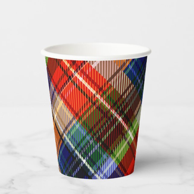 Vasos De Papel Patrón Tartán Multicolor Flannel Plantado (Anverso)