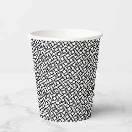 Vasos De Papel Patrón tejido en blanco y negro