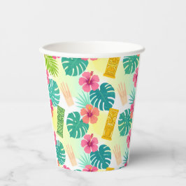 Vasos De Papel Patrón Tiki Hawaiano Tropical para Bodas Fiestas