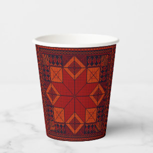 Vasos De Papel patrón tradicional de Bordado Palestino Tatreez