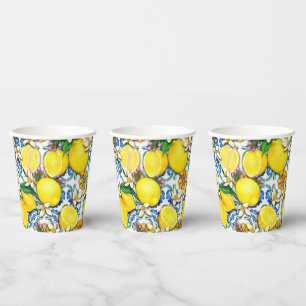Vasos De Papel Patrón tradicional mediterráneo con lemas