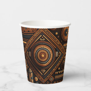 Vasos De Papel Patrón tradicional nativo africano. África étnica