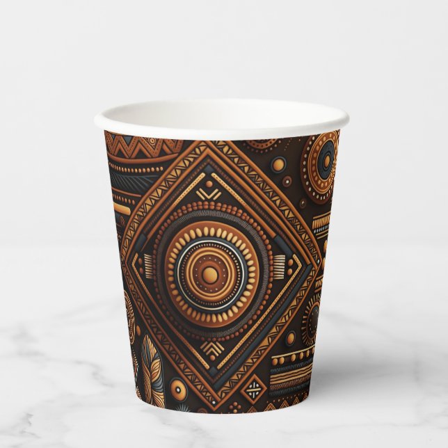Vasos De Papel Patrón tradicional nativo africano. África étnica (Anverso)