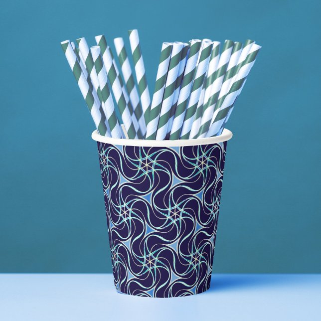 Vasos De Papel Patrón Trippy Starry Guay Navy Fiesta Estrella Azu (Subido por el creador)