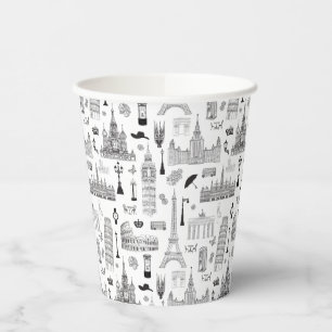 Vasos De Papel Patrón Vacaciones En Europa
