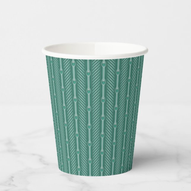 Vasos De Papel Patrón Verde azulado ornamental (Izquierda)