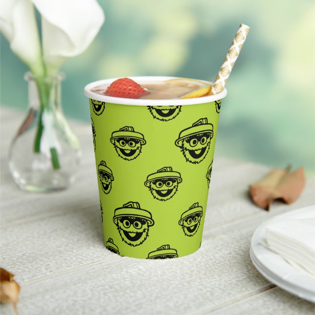 Vasos De Papel Patrón verde de Oscar el Gruñón (in situ)