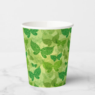 Vasos De Papel Patrón verde de primavera