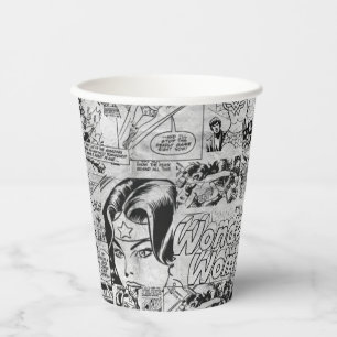 Vasos De Papel Patrón vintage de cómic de Mujer Maravilla