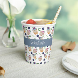 Vasos De Papel Patrones de Acuarela de Cupcakes y Frutas Lindos