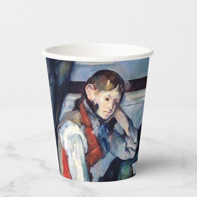Vasos De Papel Paul Cezanne - Niño en el chaleco rojo (Anverso)