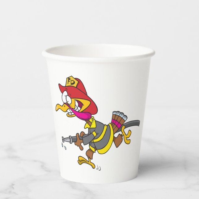 Vasos De Papel Pavo Bombero con Manguera (Anverso)