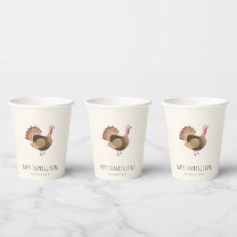 Vasos De Papel Pavo de acuarela Día de Acción de Gracias