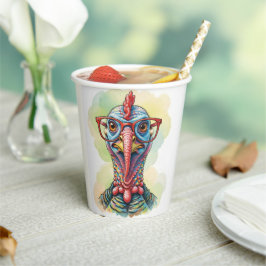 Vasos De Papel Pavo Divertido con Gafas Caricatura Divertida