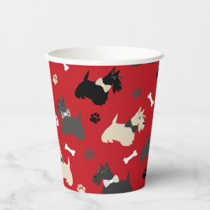 Vasos De Papel Paws y huesos aterradores escoceses rojos