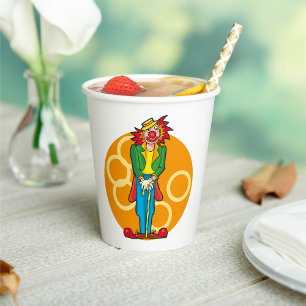 Vasos De Papel Payaso Personalizado caprichoso con colores brilla