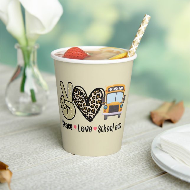 Vasos De Papel Paz, amor, autobús escolar (in situ)