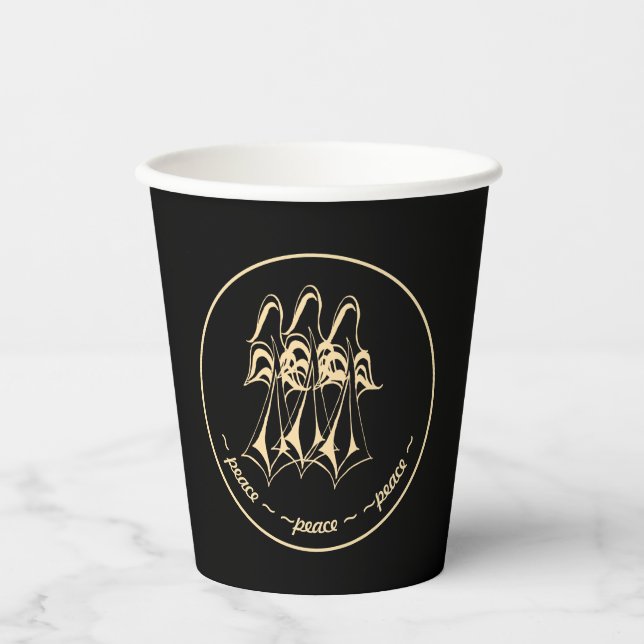 Vasos De Papel ¡Paz! Angel Black Gold (Anverso)