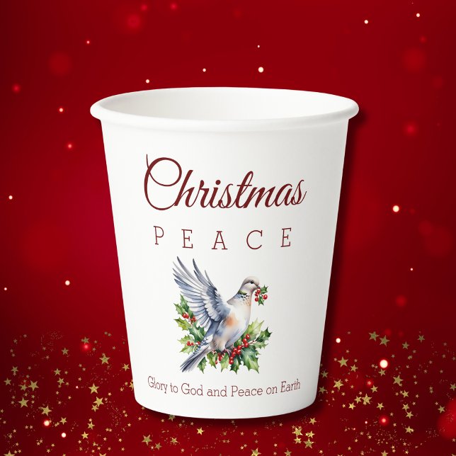 Vasos De Papel Peace Dove Holly Christian Christmas (Subido por el creador)
