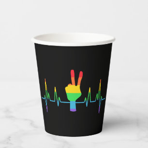 Vasos De Papel Peace Gay Heartbeat LGBT
