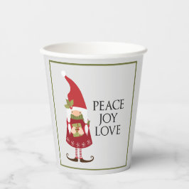 Vasos De Papel Peace Joy Love Chica Gnome Holiday