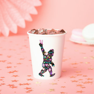 Vasos De Papel Peace Love Bigfoot Hippie Funny Bigfoot Lover