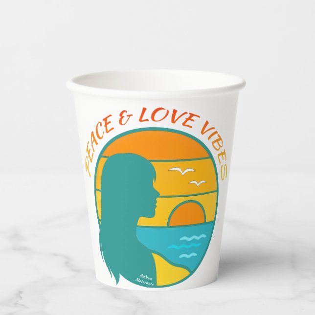 Vasos De Papel Peace & Love Vibes (Anverso)