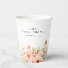 Vasos De Papel Peach Boho Floral Bridal Shower