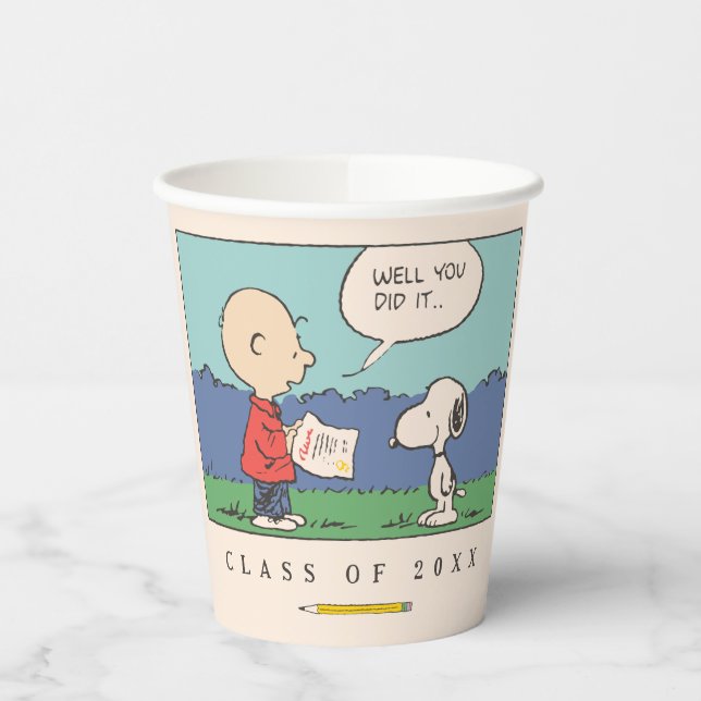 Vasos De Papel Peanuts Charlie Brown Snoopy Well You Did It Grad (Izquierda)