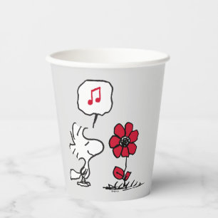 Vasos De Papel PEANUTS   Patrón rojo y negro