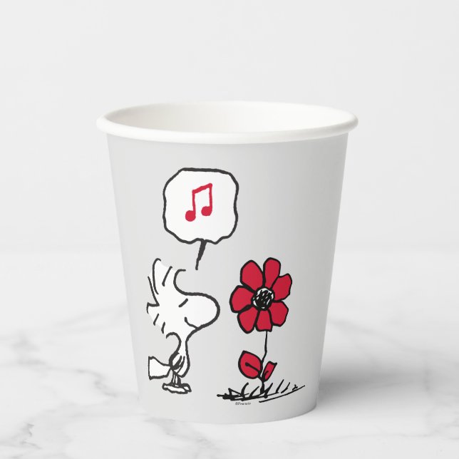 Vasos De Papel PEANUTS | Patrón rojo y negro (Anverso)