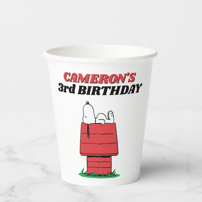 Vasos De Papel Peanuts Snoopy Dog House Birthday Paper Cups (Anverso)