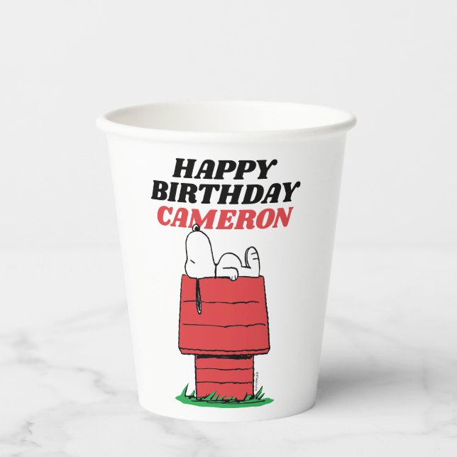 Vasos De Papel Peanuts Snoopy Dog House Birthday Paper Cups (Anverso)