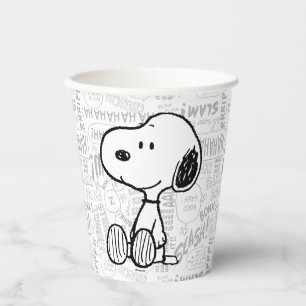 Vasos De Papel PEANUTS   Snoopy on Black White Comics