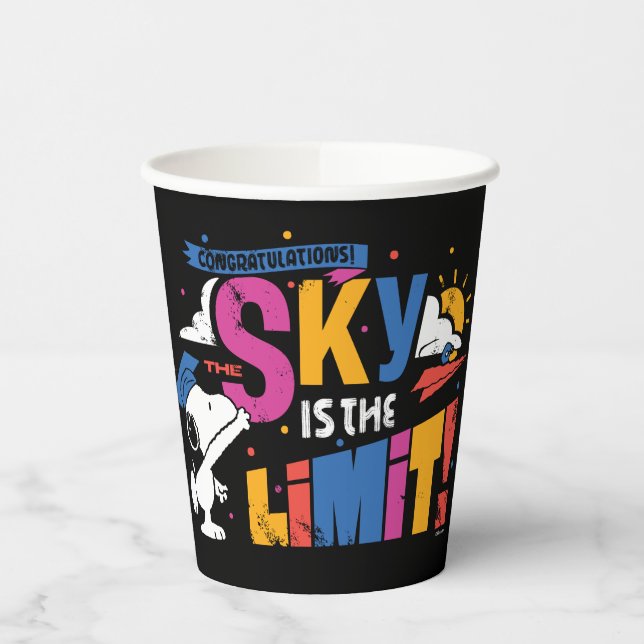 Vasos De Papel Peanuts Snoopy Sky Is The Limit Graduation (Izquierda)