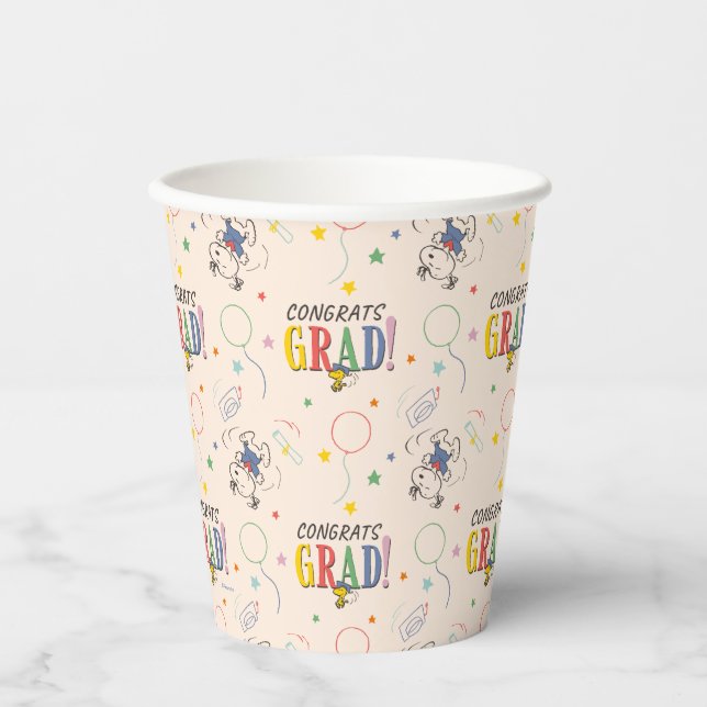 Vasos De Papel Peanuts Snoopy Woodstock PhotoPop Graduation (Anverso)