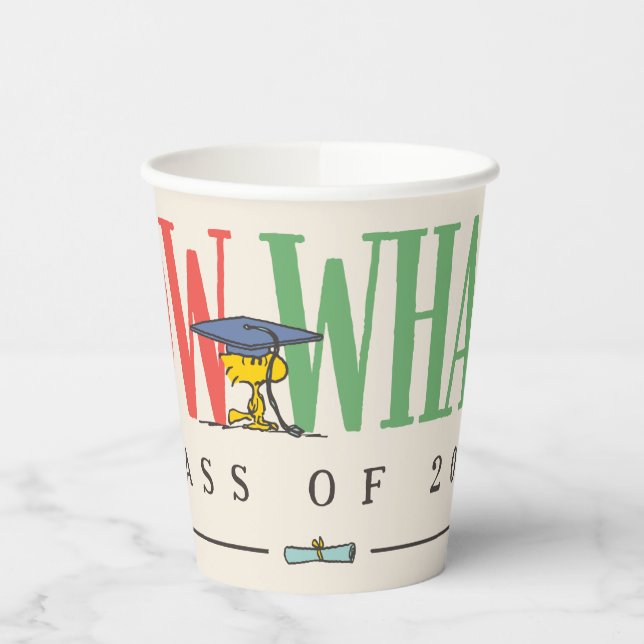 Vasos De Papel Peanuts Woodstock Now What Graduation Funny Quote (Izquierda)