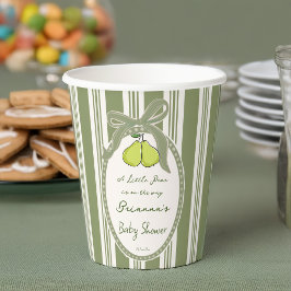 Vasos De Papel Pear sage green retro stripes baby shower custom