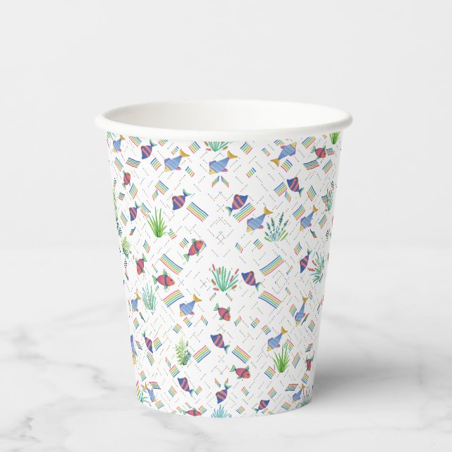 Vasos De Papel Peces y Plantas en Estanque (Anverso)