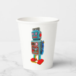 VASOS DE PAPEL PEGATINA RETRO ROBOT