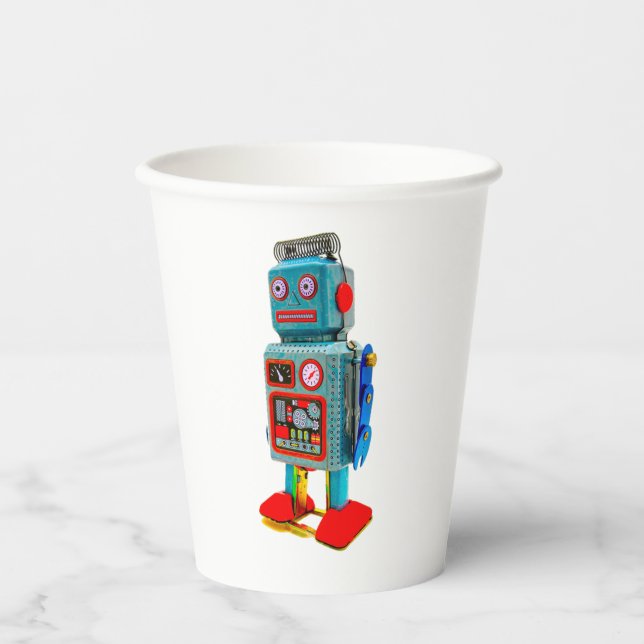 VASOS DE PAPEL PEGATINA RETRO ROBOT (Anverso)