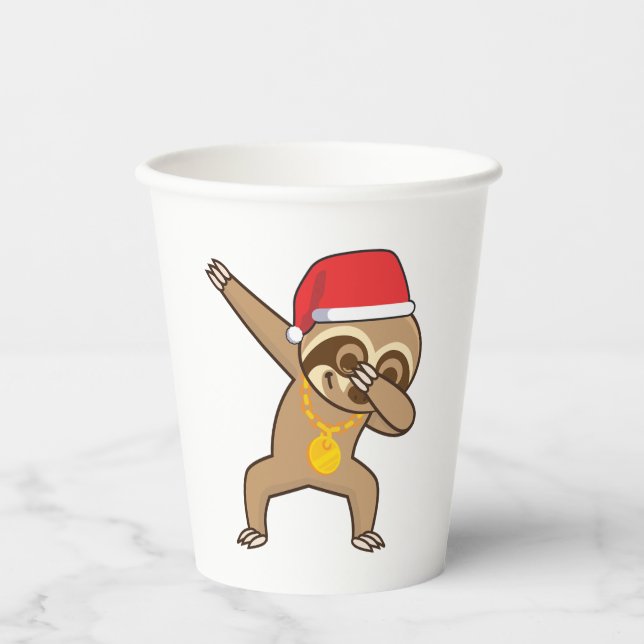 Vasos De Papel Pegatina Sloth Dab (Anverso)