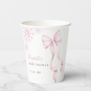 Vasos De Papel Pegatinas de ducha para bebé con copo de nieve ros