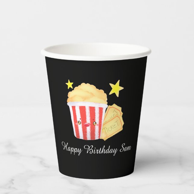 Vasos De Papel Película Noche De Cine Y Entradas (Anverso)